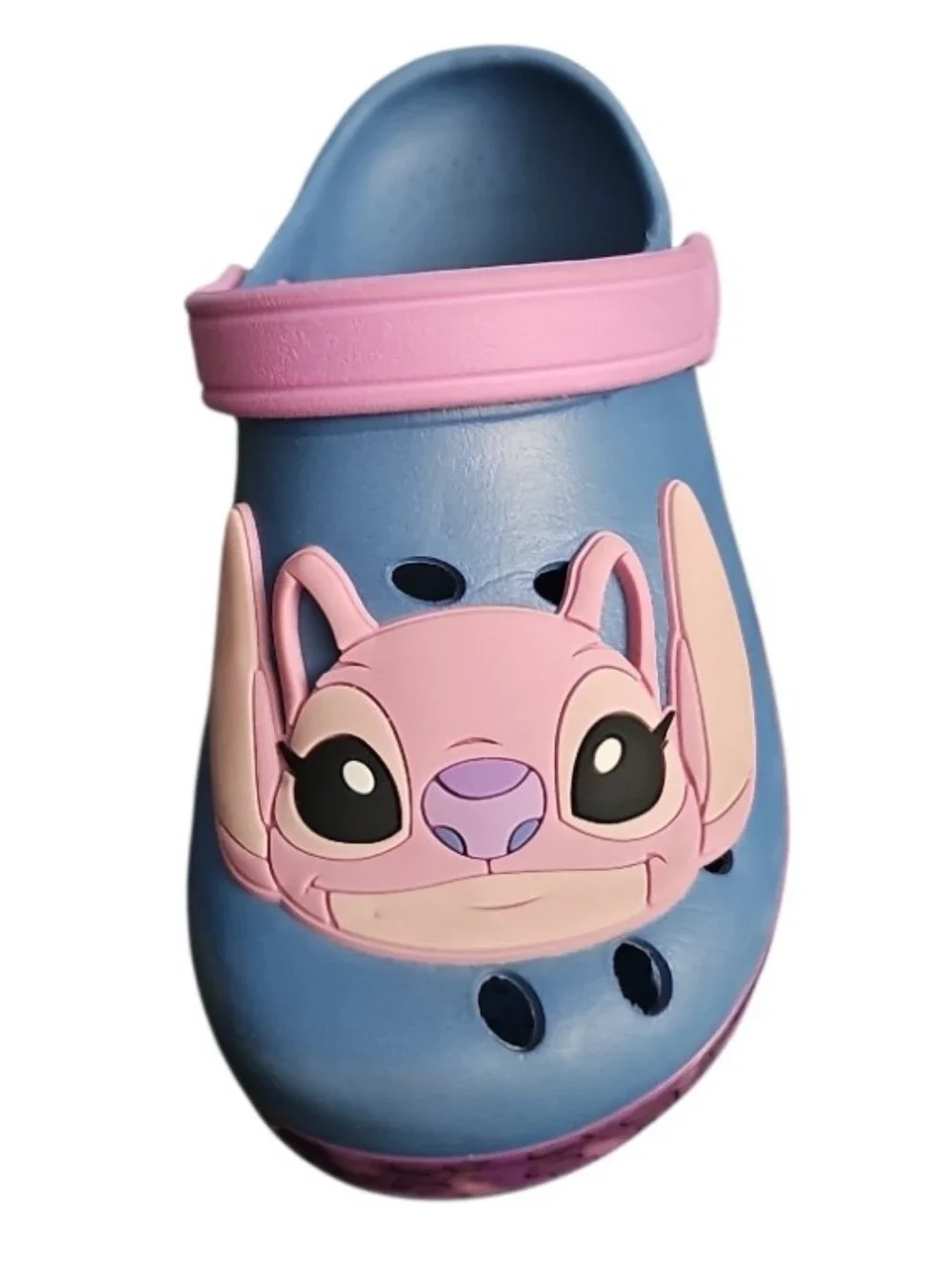 Disney Stitch Angel Clogs Kids 11/12 Blue Pink Slip On Sandals Lilo & Stitch